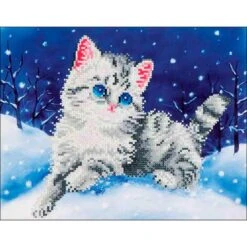 Kitten In The Snow Diamond Art Kit