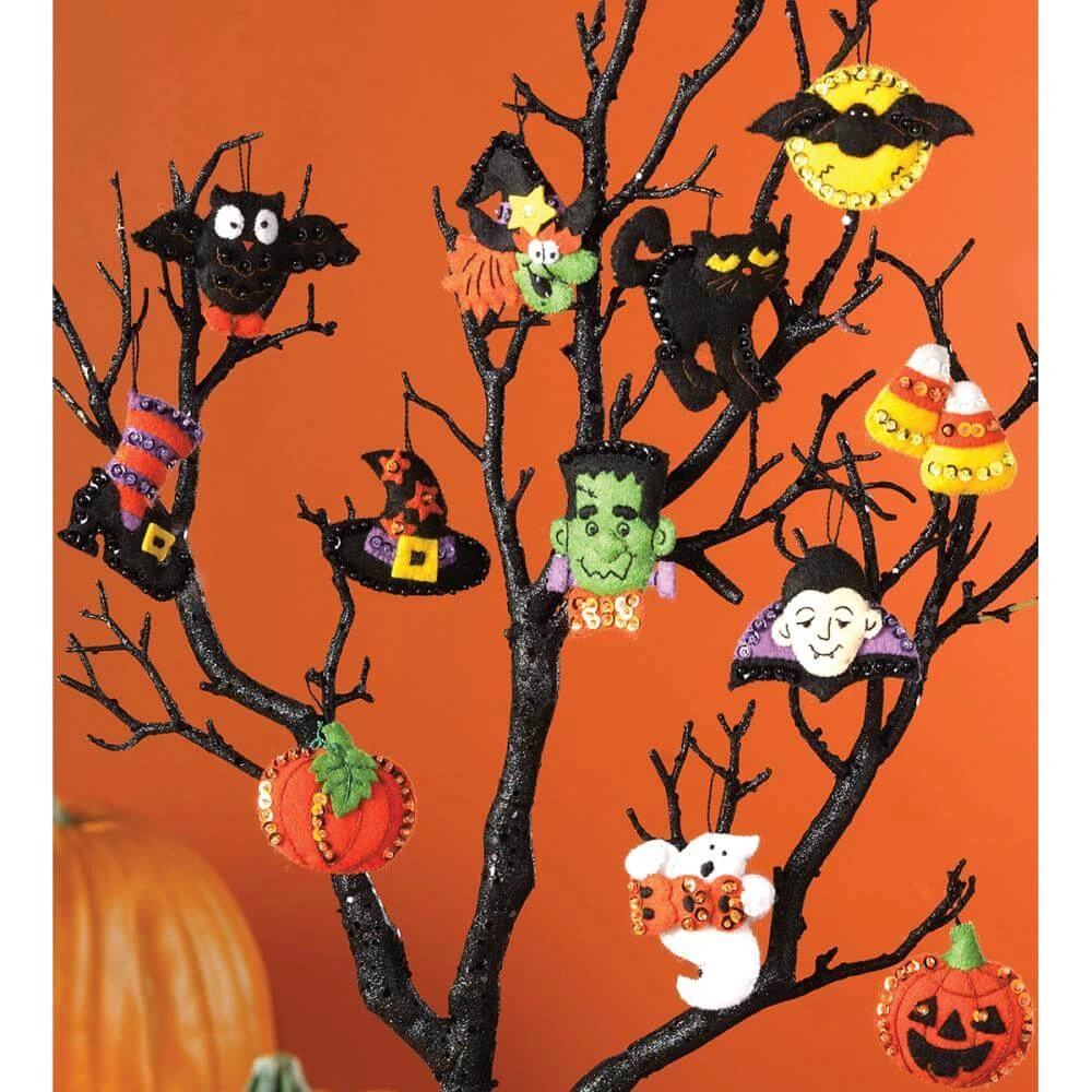 Halloween Felt Ornaments Applique Kit Set Of 12 3 Halloween Felt Ornaments Applique Kit Set Of 12