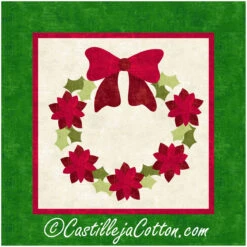 Poinsettias And Bow Wreath Downloadable Pattern