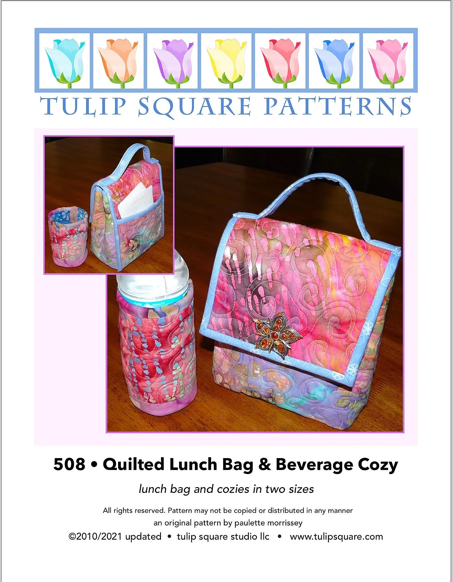 Quilted Lunch Bag & Beverage Cozy Downloadable Pattern 3 Quilted Lunch Bag & Beverage Cozy Downloadable Pattern