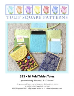 Tri Fold Tablet Totes Quilted Bag Downloadable Pattern