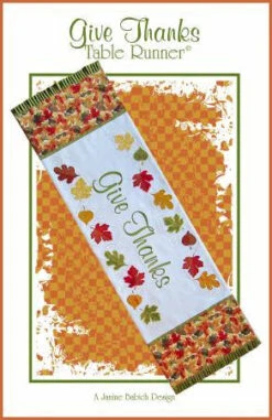 Give Thanks Table Runner Machine Embroidery Pattern