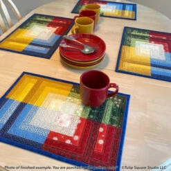 Four Square Meals Placemat Set Downloadable Pattern -Qbpn 579 sqmeals01 tulip square quilt patterns 600x600 1