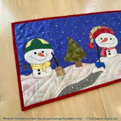 Frosty Friends Table Runner Downloadable Pattern -Qbpn 627 snowman 13