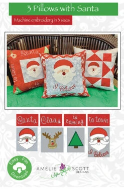 3 Pillows With Santa