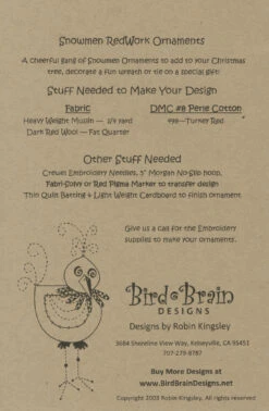 Snowman Redwork Ornaments -Qbpn BBD146 1