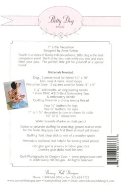 Bitty Dog Pincushion -Qbpn BHD1033 1