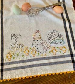 Rise And Shine Embroidery Dishtowel Kit