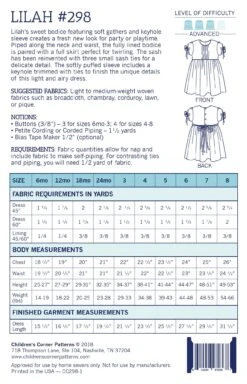 Lilah 6mos - 8yrs Pattern -Qbpn CC298 1