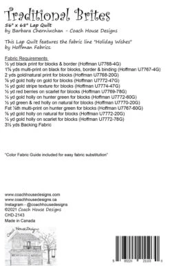 Traditional Brites Quilt Pattern -Qbpn CHD 2143 1