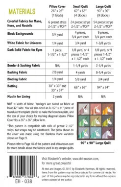 Lisa The Unicorn Quilt Pattern -Qbpn EH038 1