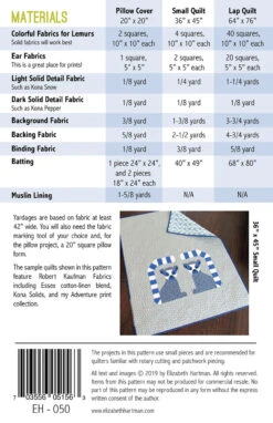 Lana Lemur Quilt Pattern -Qbpn EH050 1