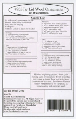 Jar Lid Wool Ornaments -Qbpn FAT955 1
