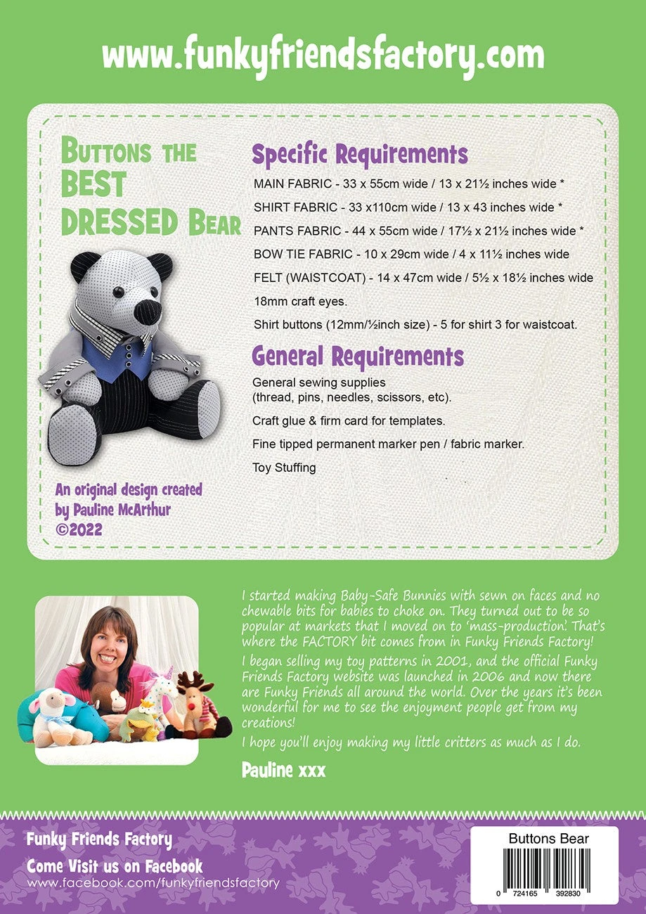 Buttons The Best Dressed Bear Pattern 4 Buttons The Best Dressed Bear Pattern - Image 2