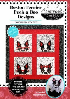 Boston Terrier Peek-A Boo Machine Embroidery Designs
