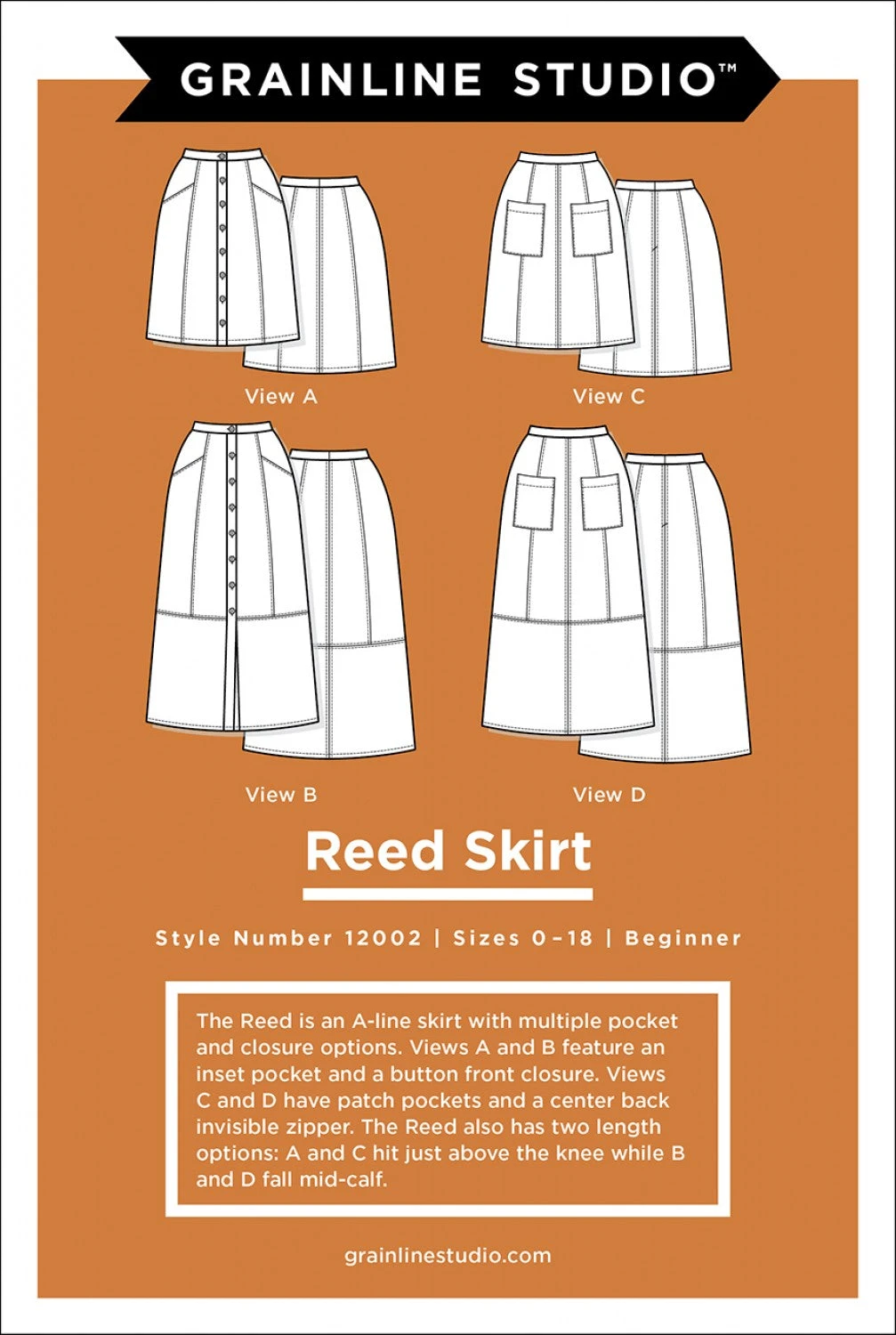 Reed Skirt Sizes 0-18 Pattern 3 Reed Skirt Sizes 0-18 Pattern