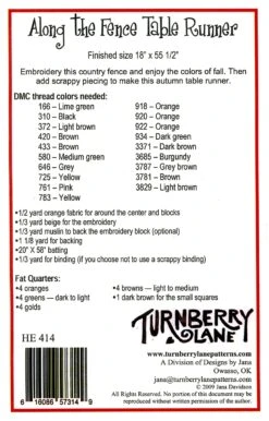 Along The Fence Table Runner -Qbpn HE414 1