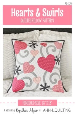 Hearts & Swirls Quilted Pillow Downloadable Pattern