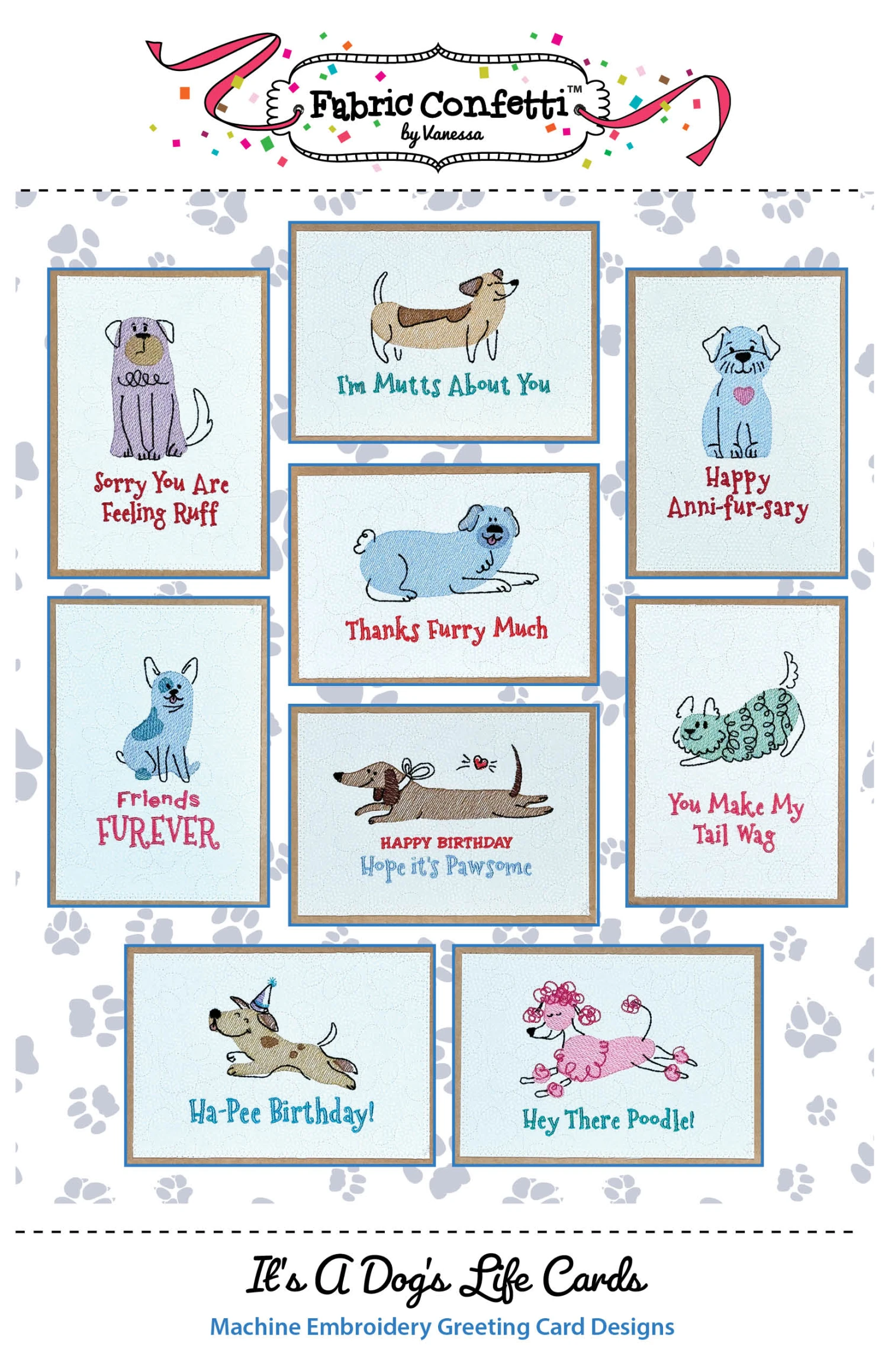 It's A Dog's Life Greeting Cards Downloadable Pattern 2 It's A Dog's Life Greeting Cards Downloadable Pattern