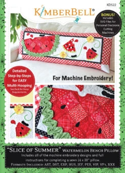 Slice Of Summer Watermelon Bench Pillow - Machine Embroidery CD