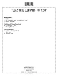 Tula's True Elephant Laser Cut Kit -Qbpn LCQF896504 1