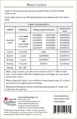 Manor Garden Downloadable Pattern -Qbpn ManorGarden CQ5605 backcoverframed