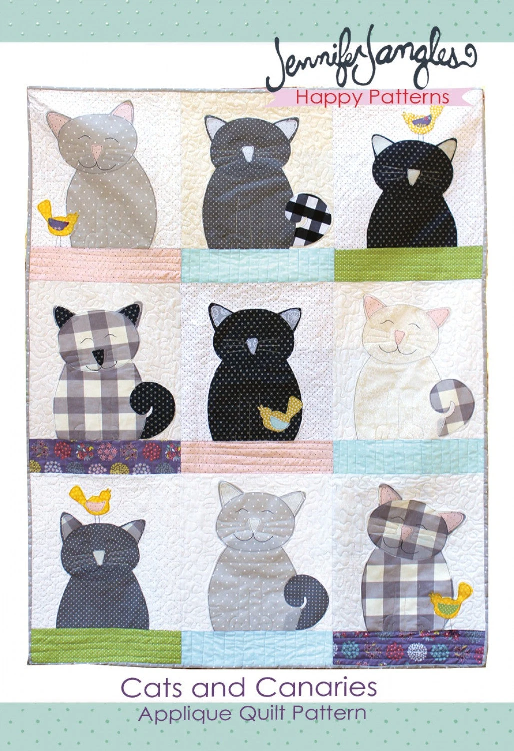 Cats And Canaries Applique Quilt Sewing Pattern 3 Cats And Canaries Applique Quilt Sewing Pattern