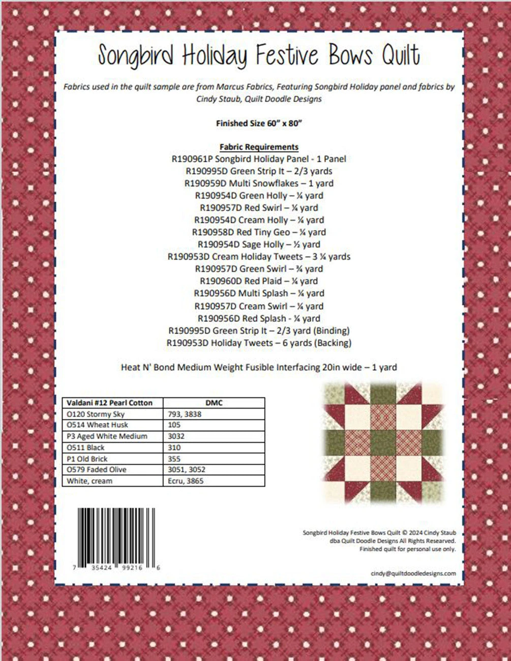 Songbird Holiday Quilt Pattern 4 Songbird Holiday Quilt Pattern - Image 2