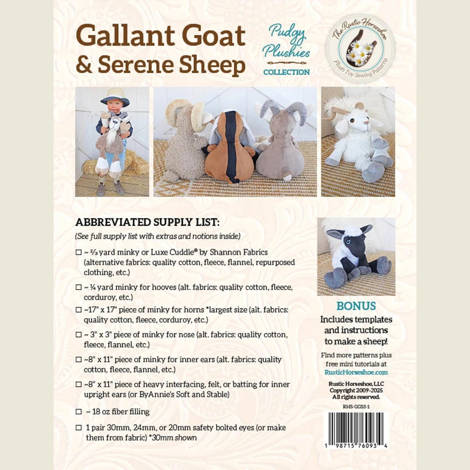 Gallant Goat And Serene Sheep Pudgy Plushie 4 Gallant Goat And Serene Sheep Pudgy Plushie - Image 2