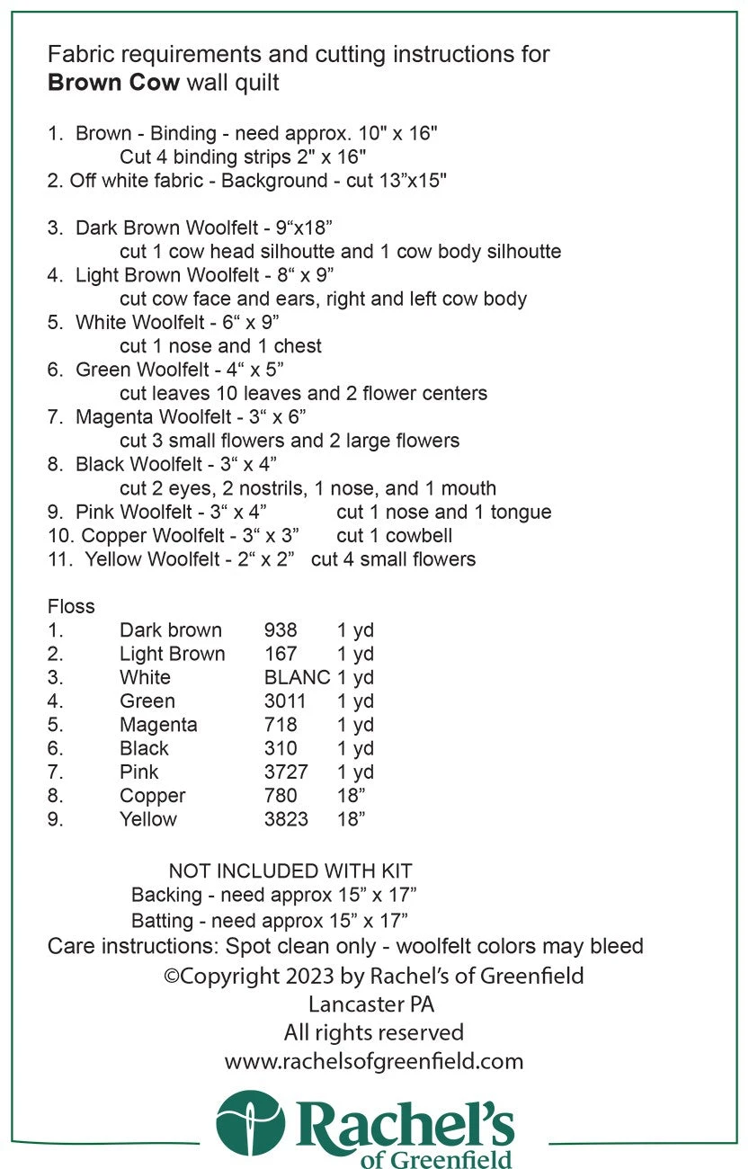 Brown Cow Wall Quilt Pattern 4 Brown Cow Wall Quilt Pattern - Image 2