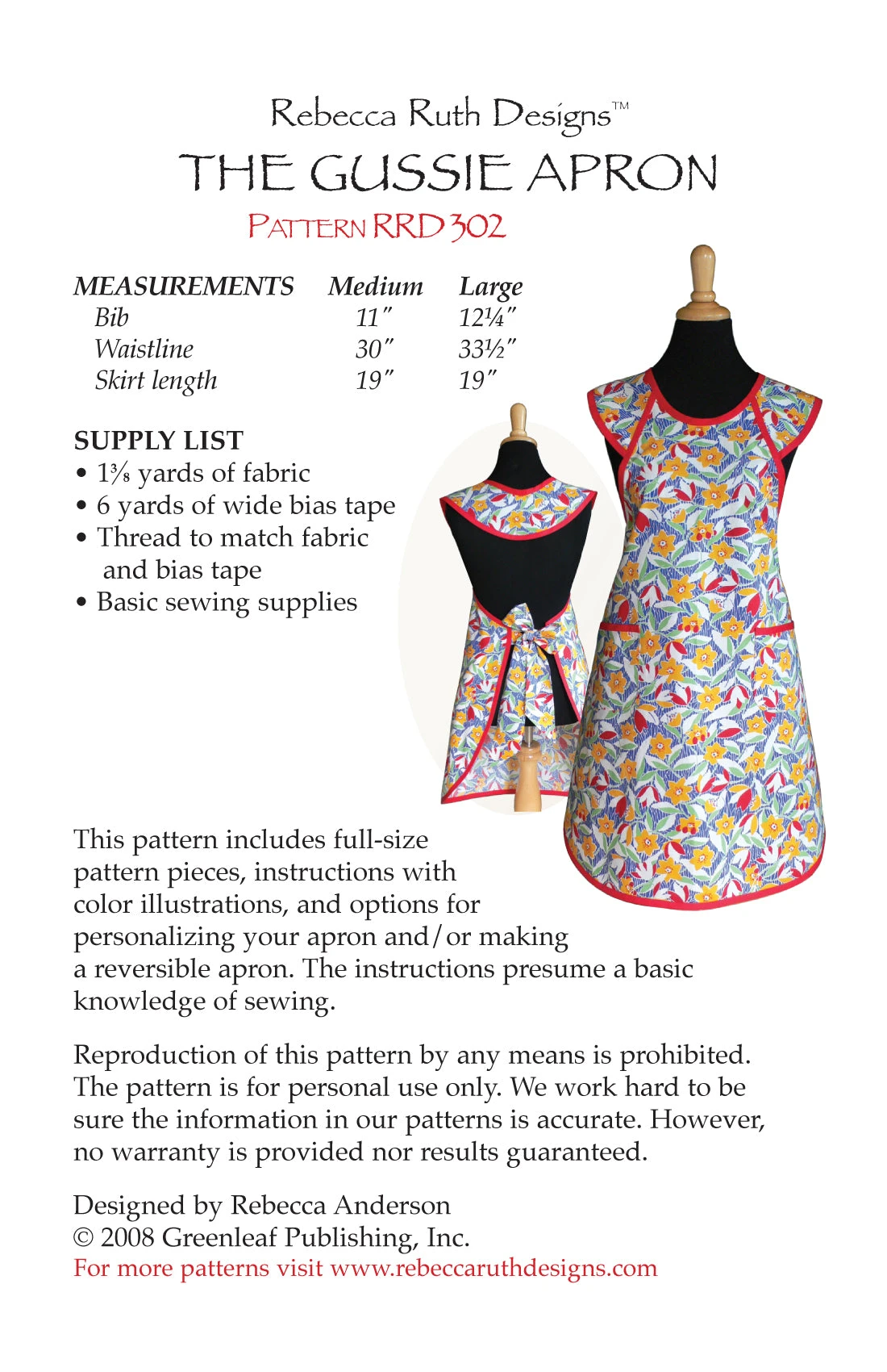 "Gussie" Apron Downloadable Pattern 4 "Gussie" Apron Downloadable Pattern - Image 2