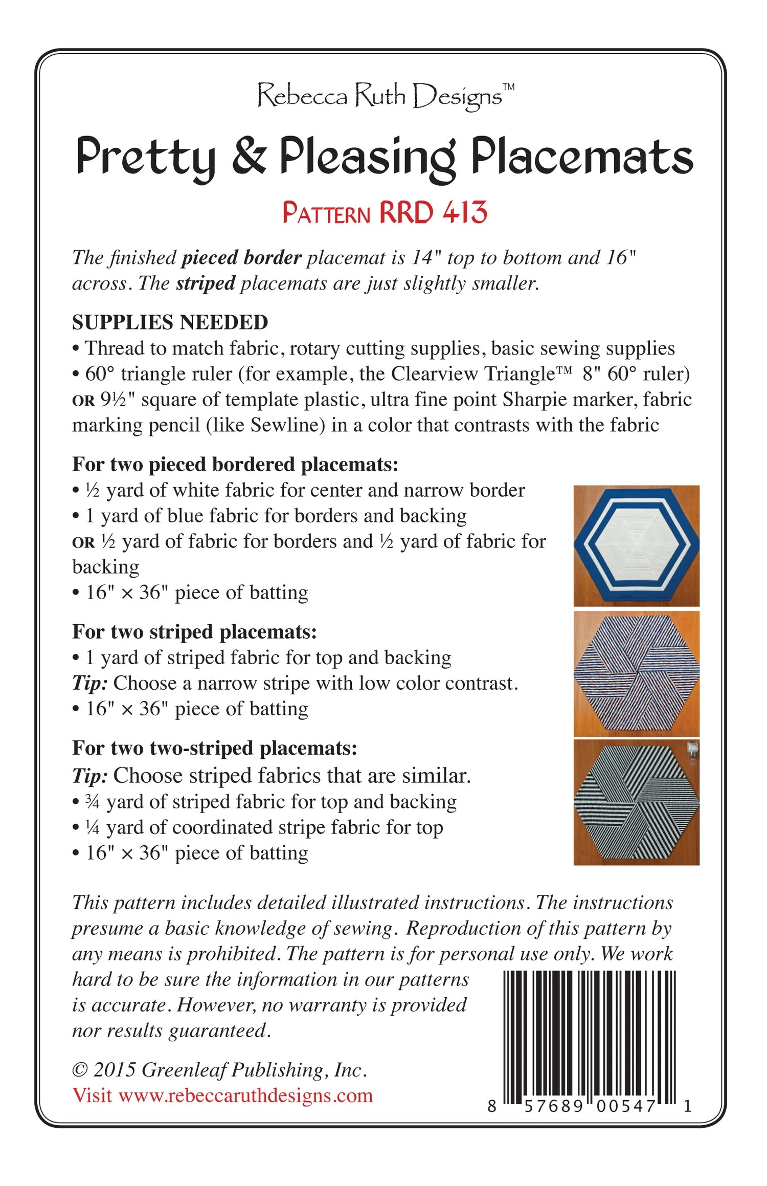 Pretty & Pleasing Placemats Pattern 4 Pretty & Pleasing Placemats Pattern - Image 2