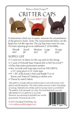 Critter Caps Pattern -Qbpn RRD702 Critter cap bk cvr