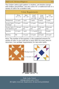 Golden Lattice Quilt Pattern -Qbpn SLS 103 1
