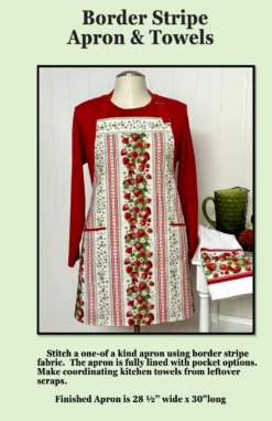 Border Stripe Apron And Towels Downloadable Pattern