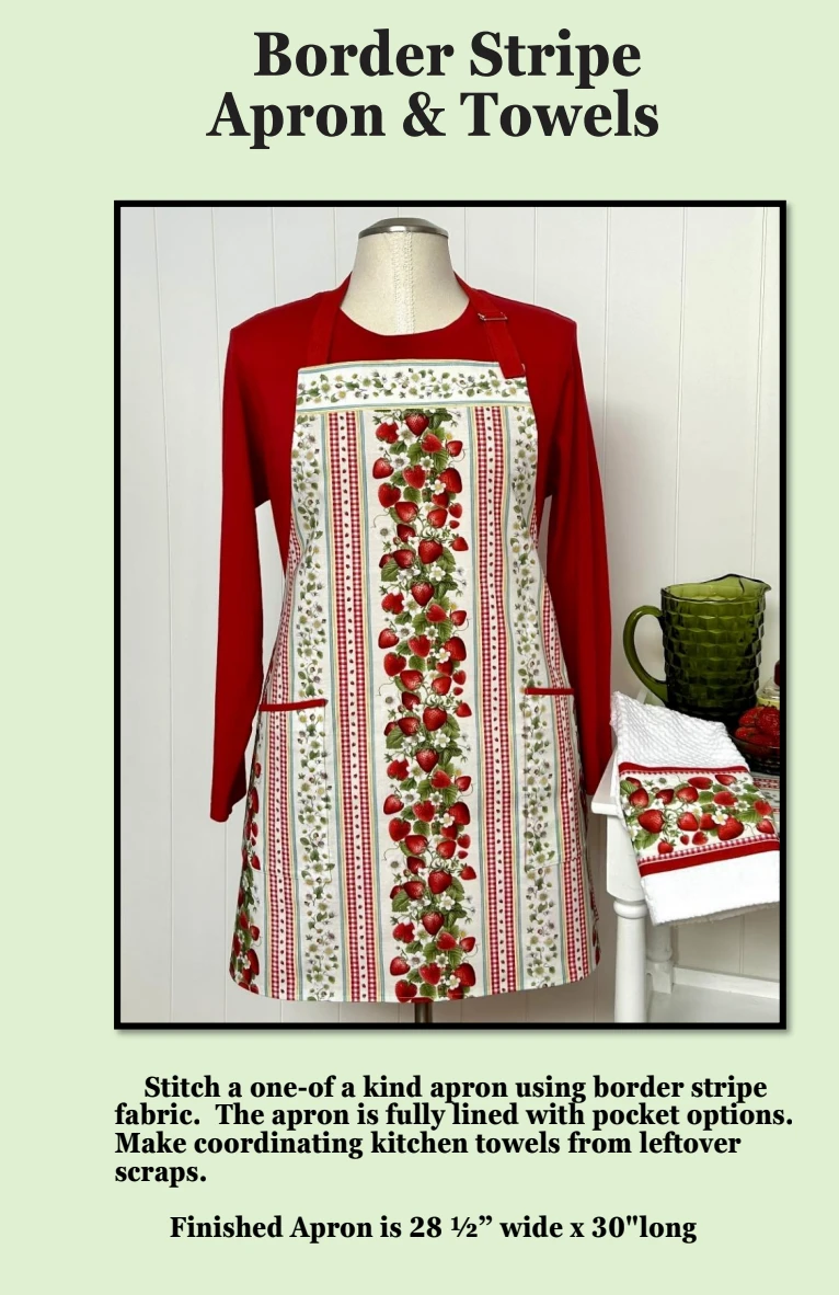 Border Stripe Apron And Towels Downloadable Pattern 3 Border Stripe Apron And Towels Downloadable Pattern