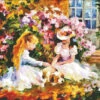 Sisters LA Cross Stitch By Leonid Afremov -Qbpn SistersLA 1