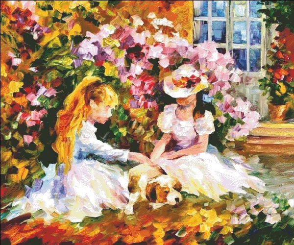 Sisters LA Cross Stitch By Leonid Afremov 3 Sisters LA Cross Stitch By Leonid Afremov