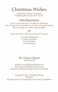 Christmas Wishes Quilt Pattern -Qbpn TPB2109 1