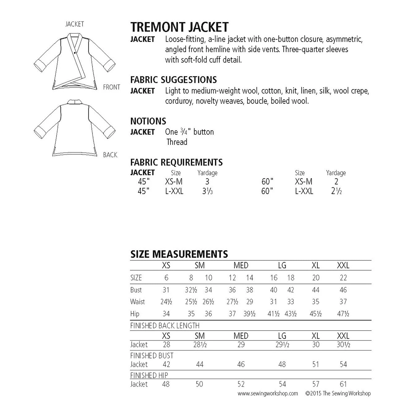 Tremont Jacket Pattern 5 Tremont Jacket Pattern - Image 3