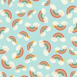 Light Aqua Rainbows Fabric