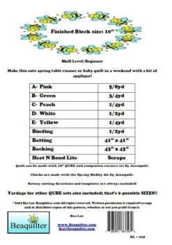 Spring Chicks Downloadable Pattern -Qbpn spring chicks cover back