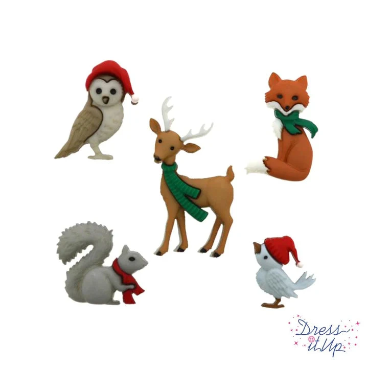 Woodland Holiday Buttons 3 Woodland Holiday Buttons